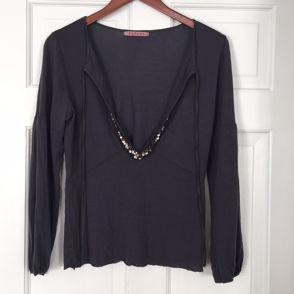 Long sleeve Deep V Top by Velvet
